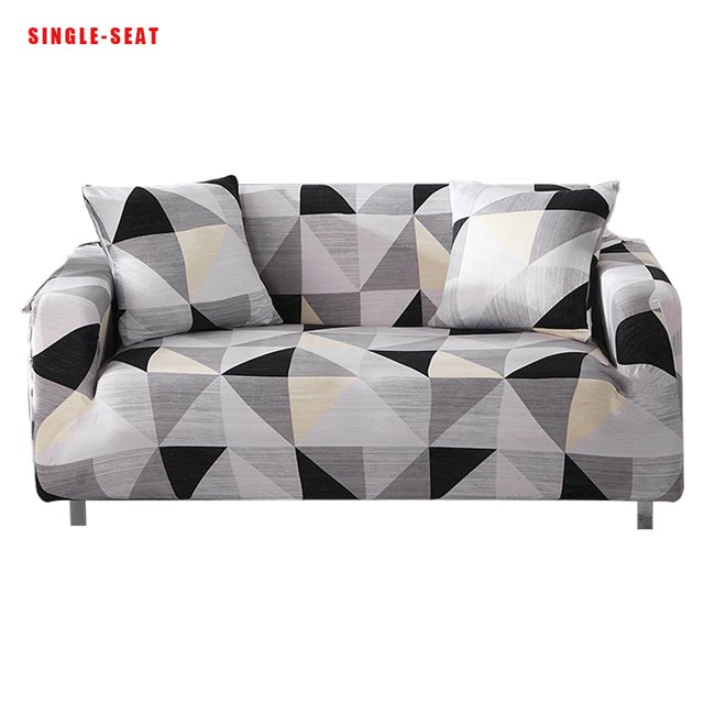 Smilepp Soft Elastic Universal Sofa Cover Breathable Wear-resistant Printed Slipcover Protector Single Black Gray