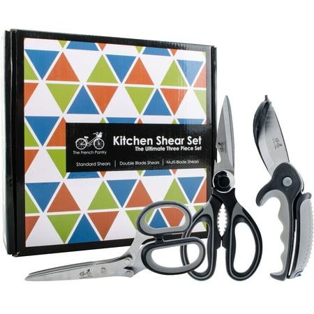 

Kitchen Shear Gift Set – The Ultimate Three Piece Scissor Set | Standard Kitchen Shears | Dual Blade Salad Shears | Multi-Blade Herb Shears