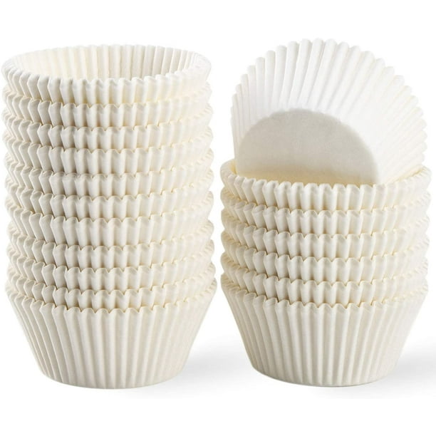 Capacillos de papel blanco grado alimenticio resistentes a grasa sin olor molde para horno y microondas hasta 220°C ideal para magdalenas y pastelitos en fiestas 500 piezas