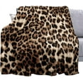 thumbnail image 2 of Brown Leopard Throw Blanket, Cheetah Print Blanket, Cozy Soft Blanket, Lightweight Blanket, Fluffy Fuzzy Warm Plush Flannel Blanket, Fleece Blanket for Couch, Bed, Sofa, Travel, 40"x50", 2 of 7
