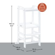 hauck Learn N Explore Montessori Toddler Tower, Wooden Kitchen Stool for Kids, White
