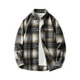 thumbnail image 2 of Atogsazn Men's Flannel Plaid Shirts Casual Button Long Sleeve Shirt Oversized Jacket Tops with Pocket Spring Fall Gray XXL, 2 of 4