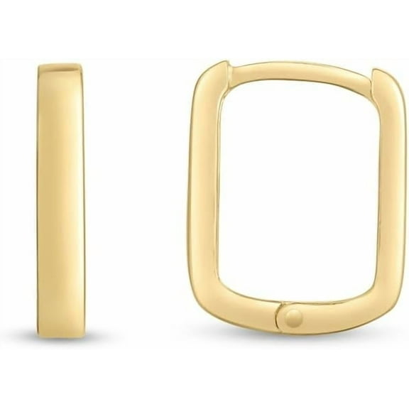 Floreo 14k Yellow Gold 12mm Square Huggie Hoop with Snap Clasp Earrings