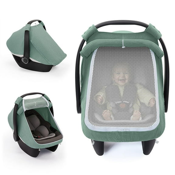 Baby Car Seat Canopy 360 Degree Full Protections Cotton Gauze Carseat Sleeve with Breathable Window Design