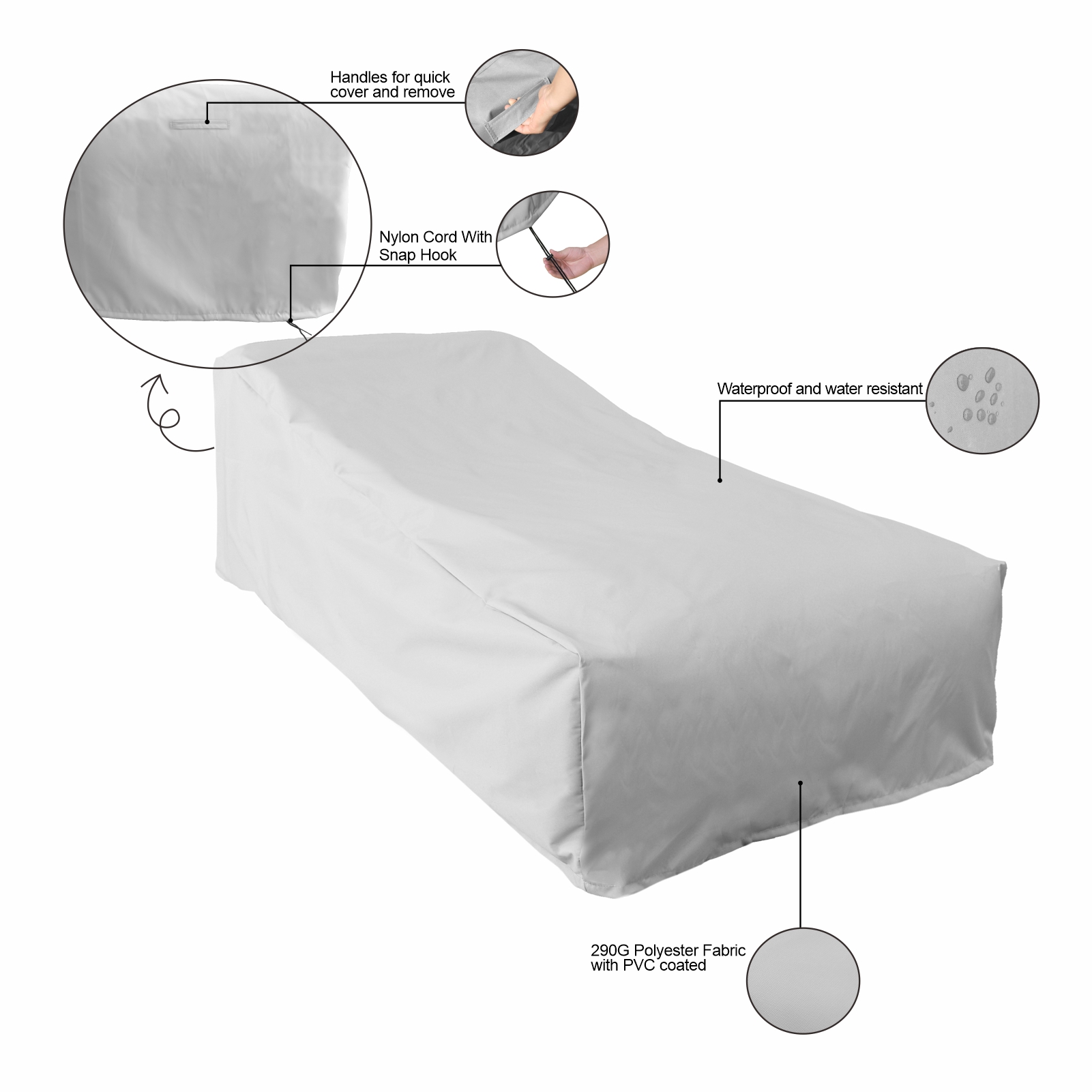 Evita Waterproof Patio Sofa Cover, 148.8" L x 76.4" W x 27.2" H, Outdoor Furniture Cover, Heavy Duty 290G Polyester, Windproof Patio Couch Cover, All Weather Protection