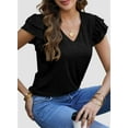 thumbnail image 3 of PRETTYGARDEN Women's Summer Basic Tops Trendy Casual Ruffle Short Sleeve V Neck Plain T Shirts Blouses, 3 of 9