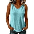 thumbnail image 5 of Posijego Womens V Neck Tank Tops Summer Beach Casual Boho Tops for Women Sleeveless Solid Shirts Loose Basic Tank Tees, 5 of 7