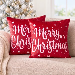 Pavilia Christmas Red Velvet Throw Pillow Covers Set Of 2
