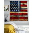 thumbnail image 3 of Retro American Flag Sheer Curtains 63 Inch Length 2 Panels Set for Living Room/Bedroom, Blue Red USA Flag Vintage Wood Semi Curtain Sheers Drapes Rod Pocket Curtains Window Treatment Set 52''x63''x2, 3 of 7