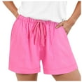 thumbnail image 3 of vigerkar Casual Shorts for Women Comfy Elastic Waist Drawstring Pocket Shorts Pants Pink, XXL, 3 of 9