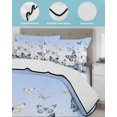 thumbnail image 4 of Quilts Queen Size, Blue Butterflies Soft Comforter Bedding Set for Bed, Elegant Pastoral Watercolor Lightweight Quilted Bedspread with Pillow Cover(2 Pieces) for All Season, 90x96 Inch, 4 of 6