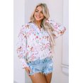 thumbnail image 1 of Women's Multicolor Abstract Print Lantern Sleeve Casual Shirt, 1 of 5