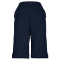thumbnail image 4 of VV AVEORS Linen Bermuda Shorts For Women Straight Leg Knee Length Casual Capri Pants Drawstring Lightweight Summer Beach Short Capris Navy M, 4 of 8