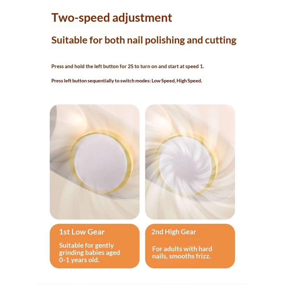 Electric Nail Clipper Fingernail Trimmer: Automatic Nail Polisher with LED Light, Rechargeable Smart Nails Cutter Easy to Use for Seniors, Baby, Adult