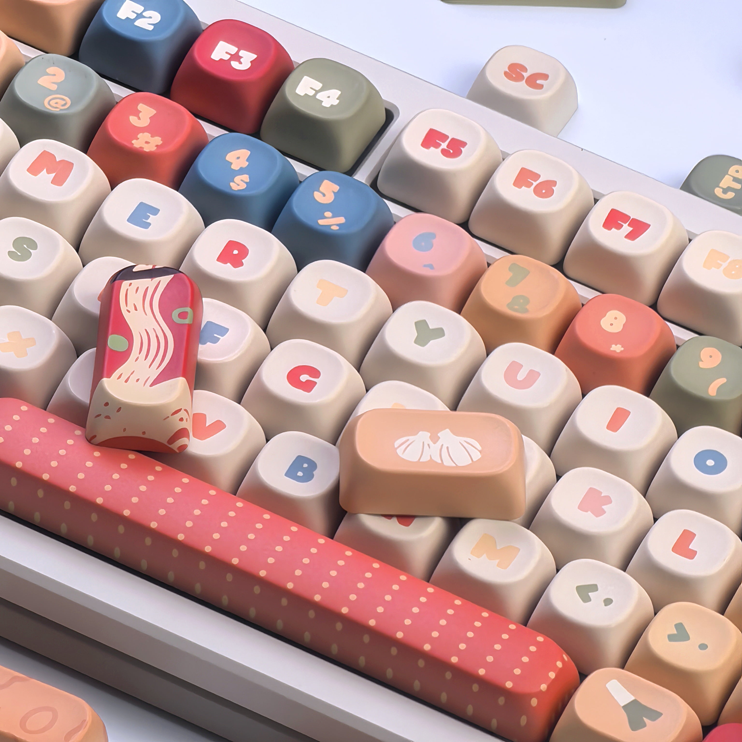 MOA Keycap Instant Noodle Theme 136 Keys Five-Sided Thermal Sublimation Personalized Keycaps Highly Cute Diy Mechanical Keyboard