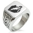thumbnail image 1 of Stainless Steel Skull & Crossbones Kiss of Death Geometric Pattern Biker Style Polished Ring, 1 of 1