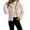 Beige, variant on Womens Winter Warm Fleece Cropped Coats Teddy Thick Casual Hooded Loose Fit Button Down Outwear Pink L