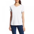 thumbnail image 1 of Hauts pour Femmes Décontractés à Col en V, Manches Courtes, T-Shirt Basique Uni, 1 of 7