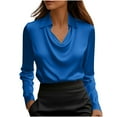 thumbnail image 2 of Tawop Shirts for Women Long Sleeves Round Neck Elegant,Blue,Size L, 2 of 6