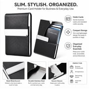 PU Leather Business Card Holder Case, Slim Metal Pocket Card Holder with Magnetic Closure, TIKA