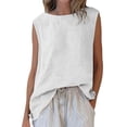 thumbnail image 2 of LVHAOGJOB Débardeur Sans Manches pour Femmes, Hauts de Couleur Unie, Chandails à Col Rond pour Femmes, Coupe Ample, 2 of 7