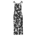 thumbnail image 4 of Sexlip Women's Floral Print Overalls Pants Adjustable Straps Lightweight Fabric Stylish Design Vacation Daily Outfit Black XL, 4 of 5