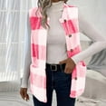 thumbnail image 6 of Htigea Fleece Plaid Vest for Women Sleeveless Button Front Cardigans Soft Comfy Homewear Casual Coats with Pockets Hot Pink XXL, 6 of 6