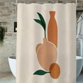 thumbnail image 5 of LBCHEN Retro Style Abstract Shower Curtain Boho Arch Sun Beige Modern Minimalistic Home With 12 Hooks Hooks for Hanging Polyester Picture Hangers New Adhesive Curtain Rod Holder Hooks for Dorm, 5 of 7