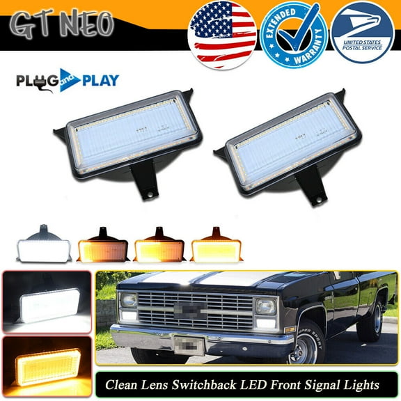 GTINTHEBOX For Chevrolet GMC Pickup Truck White DRL Sequential Amber LED Turn Signal Lights