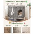 thumbnail image 3 of Cat Litter Box Enclosure Hidden Litter Box Furniture with Metal Heightened Feet, Rattan Handwoven Cat House with Litter Mat, Hidden Litter Box Furniture for Bedroom Living Room Gray, 3 of 16