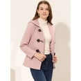 thumbnail image 3 of Chaquetón con capucha y bolsillos profundos con cremallera delantera corta tipo trenca para mujer Rosa L, 3 of 5