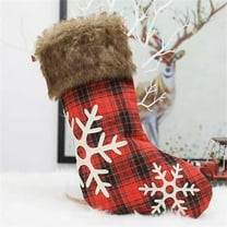 LHWEN Christmas Stocking Gift Bag Set of 4 Large 19" Christmas Stockings with Cute Penguin Santa Snowman and Reindeer Designs Burlap and Plush Material Perfect for Hanging on Christmas Tree