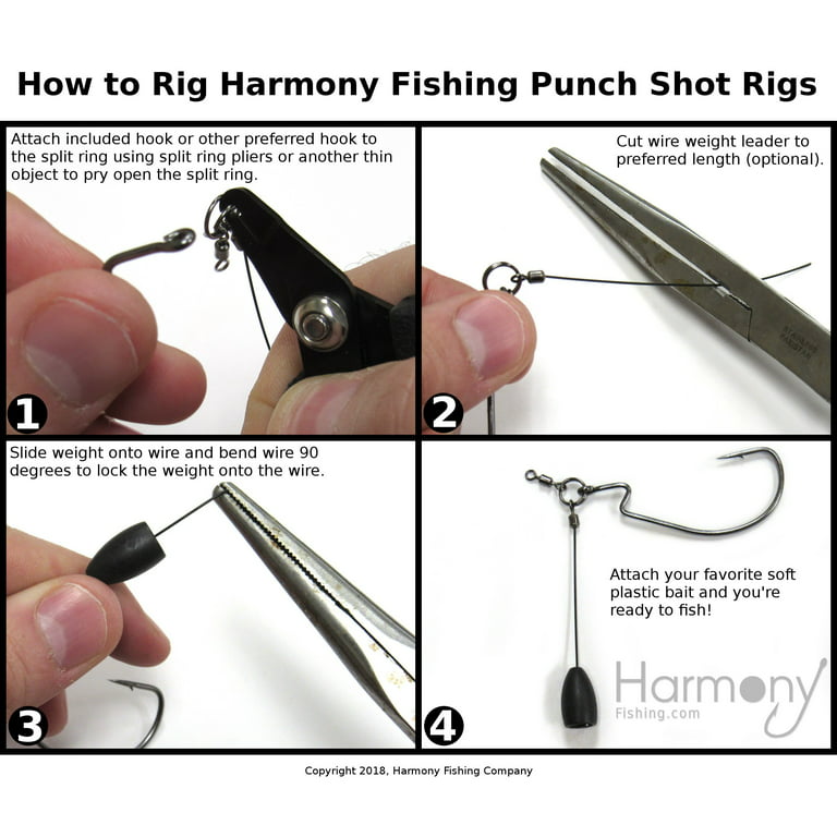 Harmony Fishing Company Punch Shot Rig Kit 5 Pack, 4/0 EWG Hooks  [Interchangeable Hook Punch Shot Rig] 