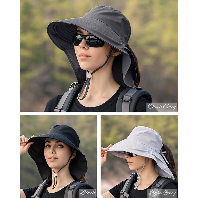 3 Pack Womens Ponytail Sun Hat with Neck Flap Wide Brim UV  display picture 1