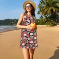 thumbnail image 7 of Bixox Skull and Roses Print Women's Sleeveless A-Line Dress with Pockets, Casual Knee-Length Tank Dress for Summer-Small, 7 of 7