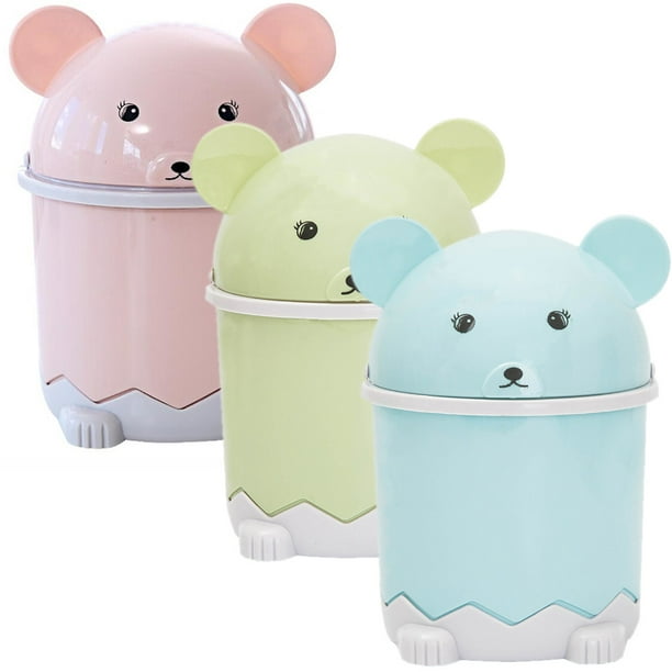 3Pcs Lovely Mini Trash Bin Desktop Trash Container Cartoon Garbage Can for  Home 