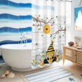 thumbnail image 5 of No Hook Shower Curtain, Yellow Gnomes Shower Curtains for Bathroom with See Through Top Window, Spring Floral Bees Daisy Branches Wooden Waterproof & Washable Bath Curtain Small Stall 36"x78", 5 of 9