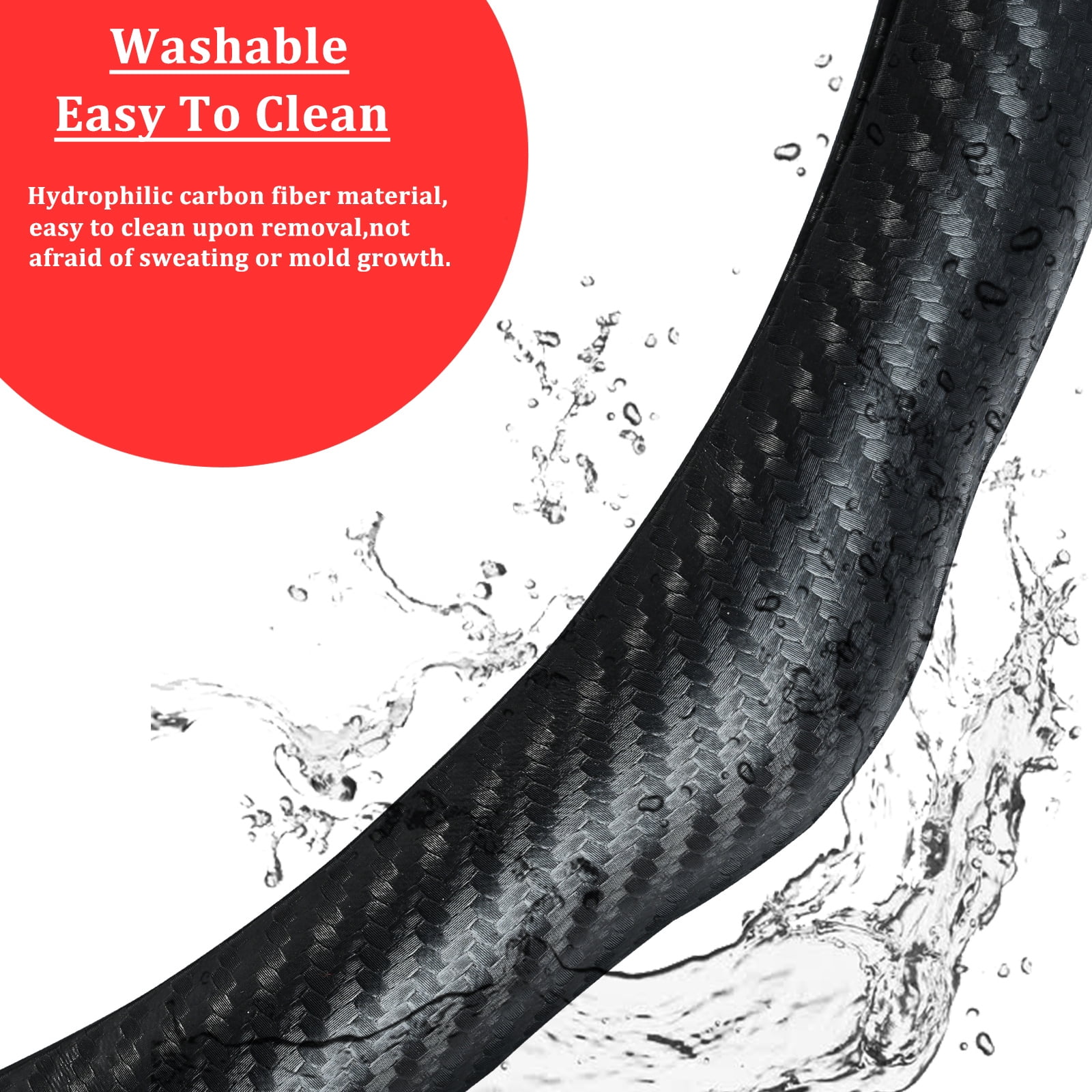 XUKEY Car Steering Wheel Cover Carbon Fiber Non-Slip for 14.5" To 15.5" O/D Type Universal for Honda Civic Accord CR-V