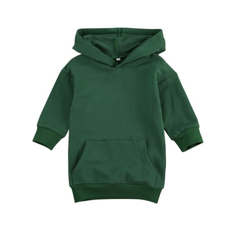 

Nokiwiqis Little Girl’s Long Sleeve Solid Color Hooded Sweater Dress 1-5 Years