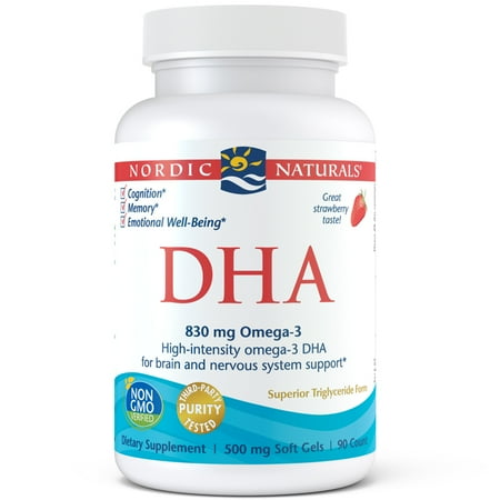 Dha 500 Mg Strawberry - Nordic Naturals DHA Softgels, Strawberry, 830 Mg, 90 Ct