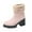Pink, variant on Busydd Ankle Boots for Women Casual Comfy Warm Fleece Womens Booties Chunky Heel Round Toe Zipper Winter Boots for Women 6.5
