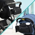 thumbnail image 3 of Bolsa organizadora para cochecito de bebé LzGUNGY organizador con 2 portavasos XL impermeables y aislantes negro, 3 of 5
