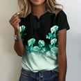 thumbnail image 2 of WXLWZYWL Womens Summer Tops Casual Printing Shirts Short Sleeve Loose Tee Tops V Neck Blouse Green, 2 of 5