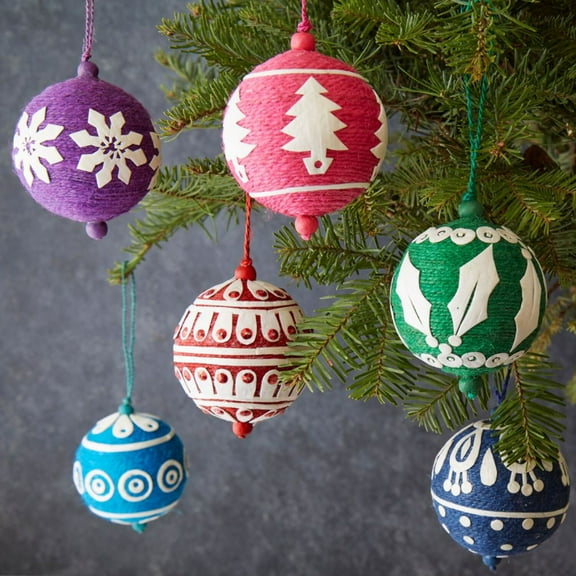 Holiday Jute Applique Ornament Set of 6