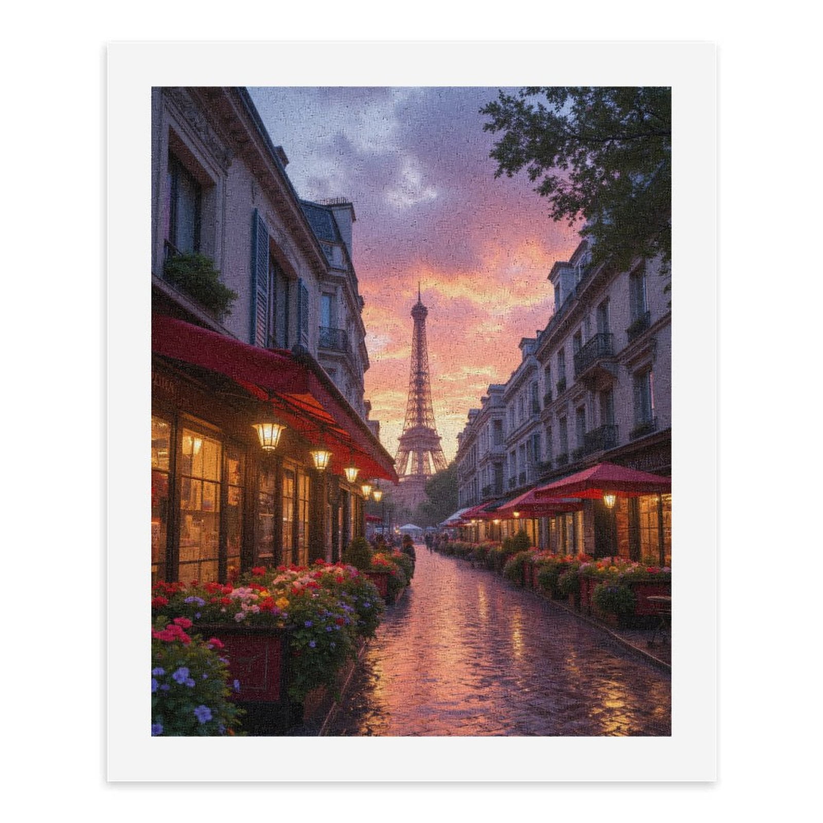 Paint by Numbers Kit for Adults, Paris Sunset Street View Eiffel Tower Paint by Numbers, Easy Paint by Numbers Kit for Adults Beginner, DIY Adult Paint by Number Kits on Canvas, 12x16in Home Decor