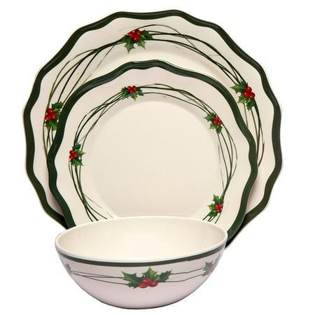 Melange Christmas Berry Melamine 12 Piece Dinnerware Set