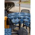 thumbnail image 4 of Outdoor Tablecloth with Umbrella Hole and Zipper, Blue Fish Scale Square Table Cloth 54x54 Inch Waterproof Tablecloth, Modern Geometric Ombre Abstract Moroccan Picnic Table Cover for Patio Camping, 4 of 7