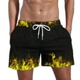 thumbnail image 2 of COSFO Elastic Waist Men's Shorts Flame Board Yellow Drawstring Casual Shorts Loose Beach Shorts, 2 of 5
