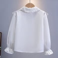 thumbnail image 6 of hoksml Girls Back to School Button Down Shirt Solid Long Sleeve Lace Ruffle Blouse Classic Collared School Uniform Tops, 6 of 9