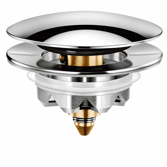 Bathtub Drain Stopper with Hair Catcher, Chrome Metal Tub Plug